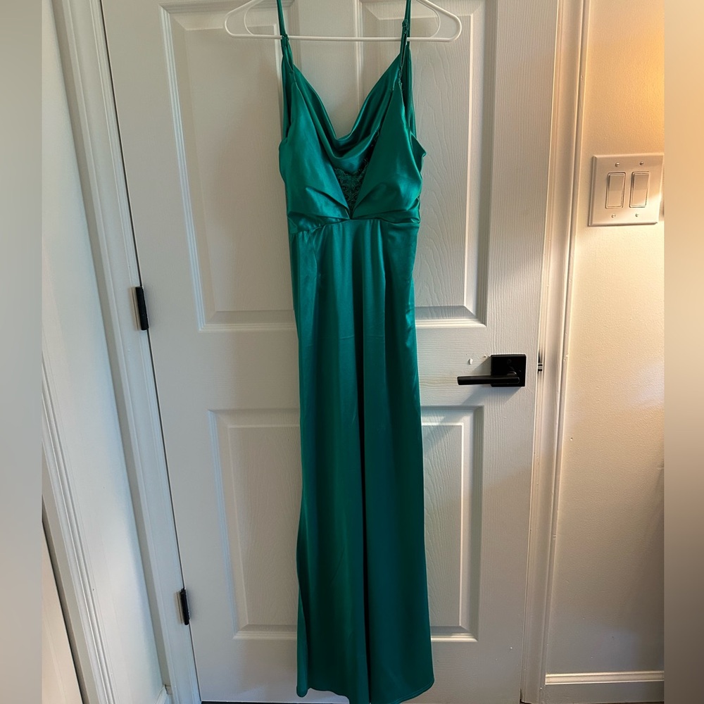 Maxi length dress with a slit